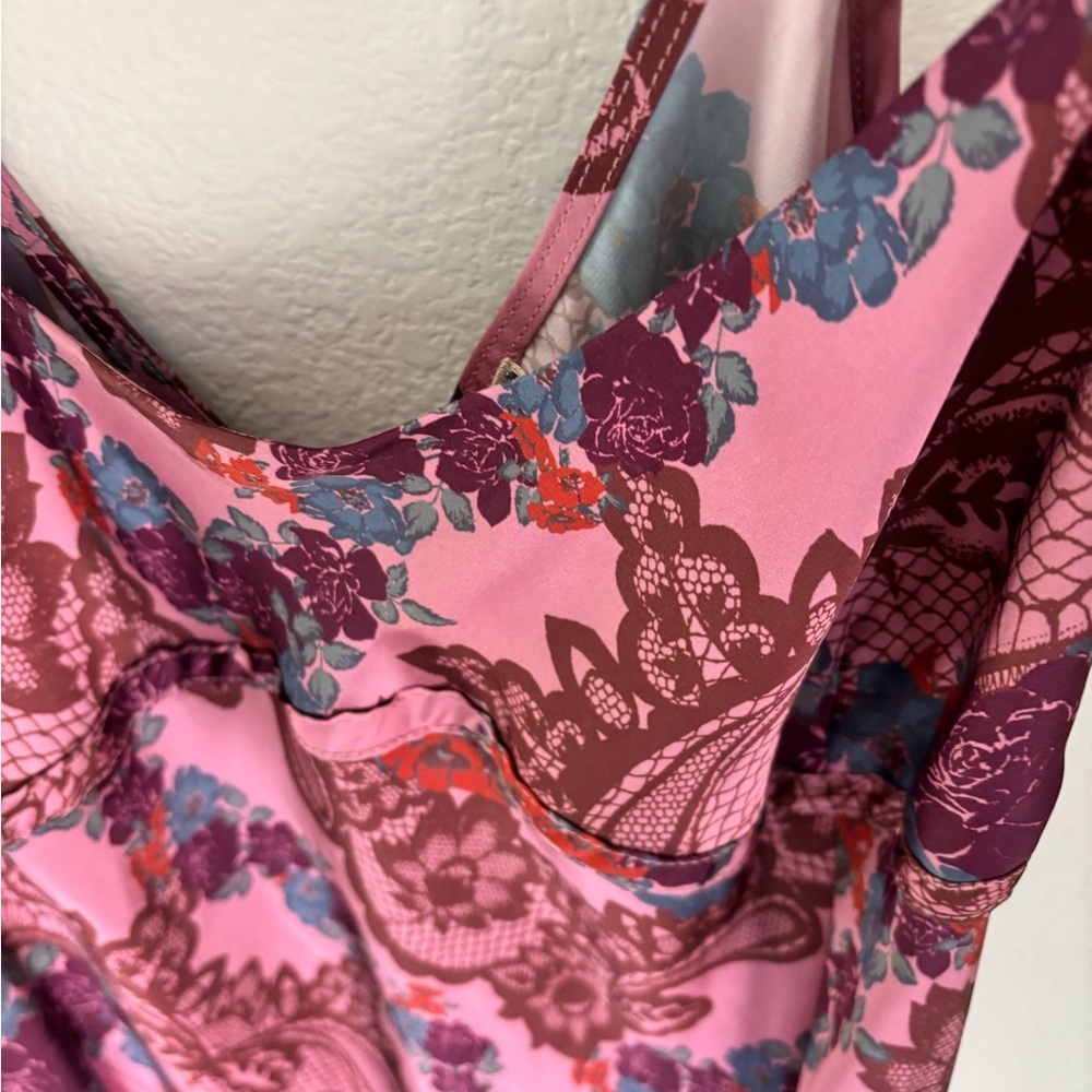 Intimately by Free People Pink Floral Lace Print Maxi Slip Dress| size m | boho - Picture 7 of 13
